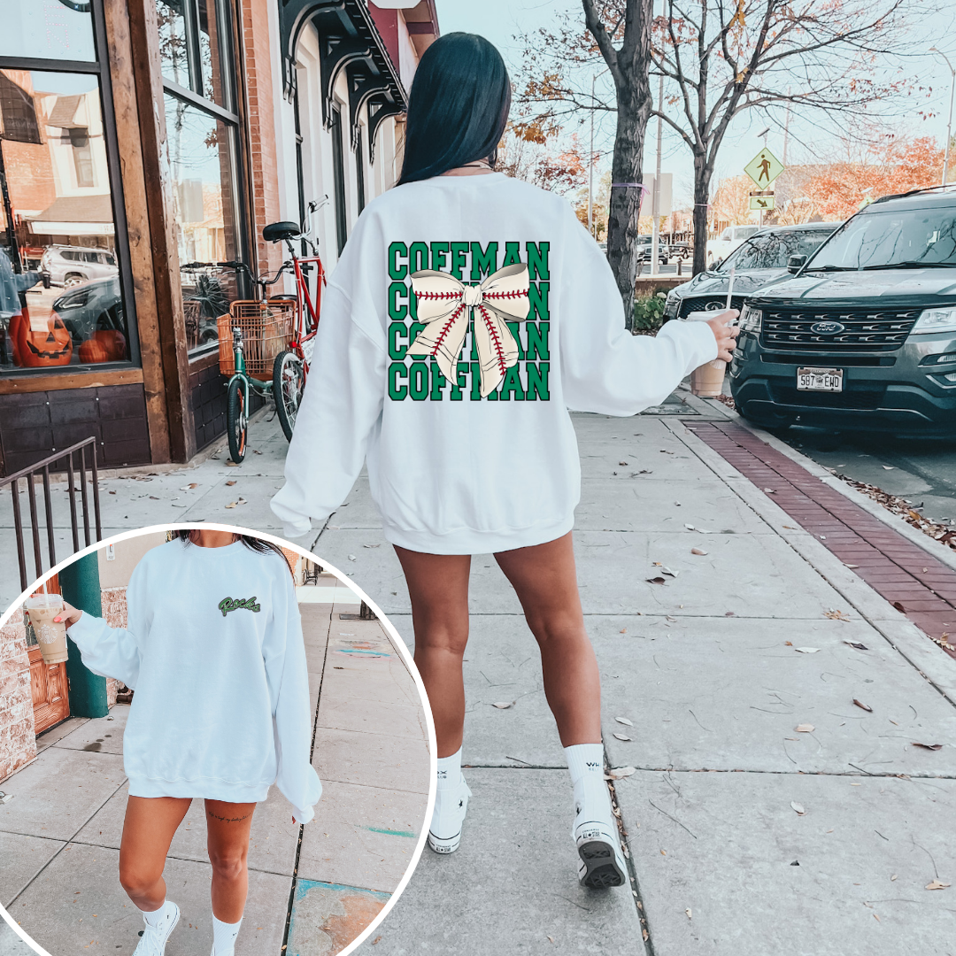 Coffman PRETTY PREP Logo Baseball Crewneck Sweatshirt