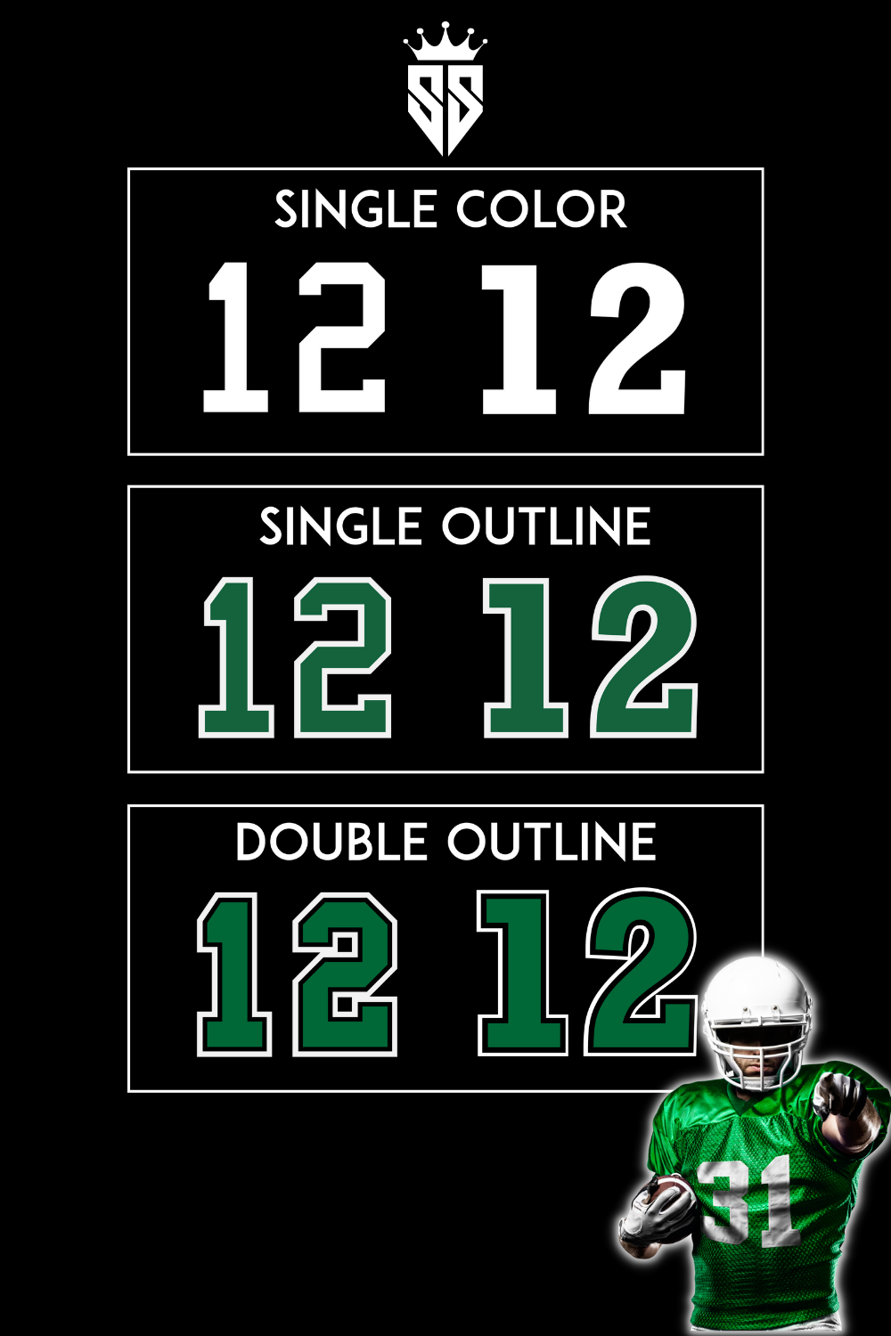 Gridiron Grip Helmet Number Decals | Vinyl Stickers For Football, Baseball, Hockey & Softball Helmets | NEW No Tags