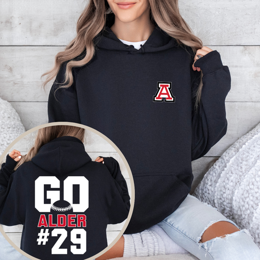 Alder Baseball Player Hoodie