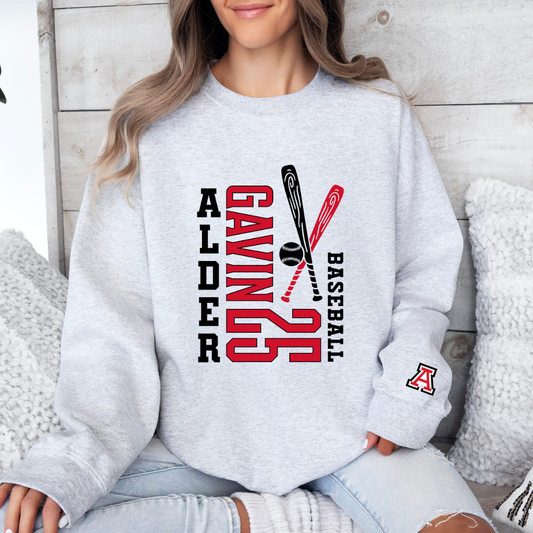 Alder Baseball Player Crewneck Sweatshirt