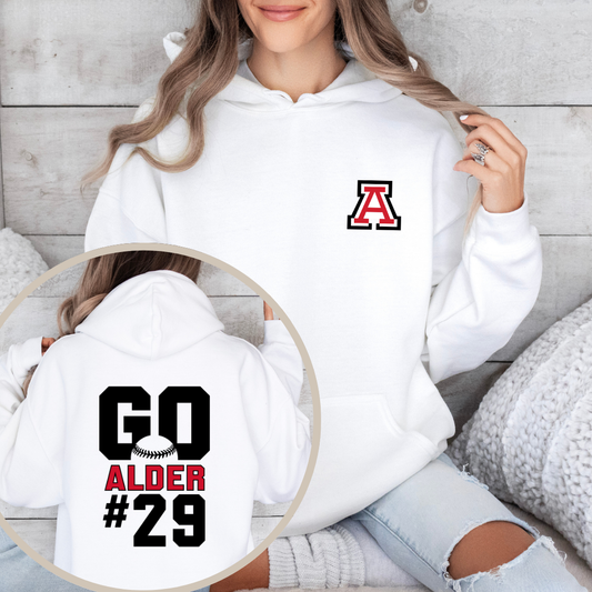 Alder Baseball Player Hoodie