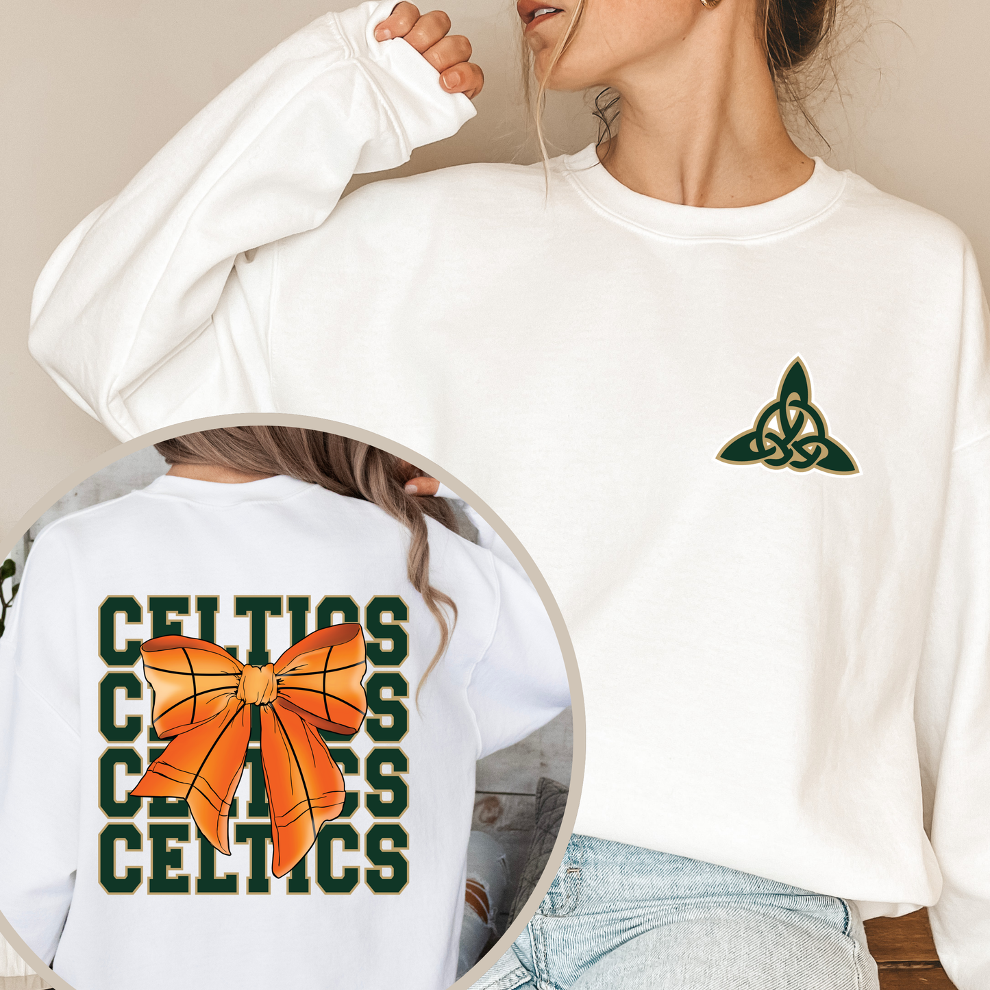 Celtics PRETTY PREP Basketball Crewneck Sweatshirt