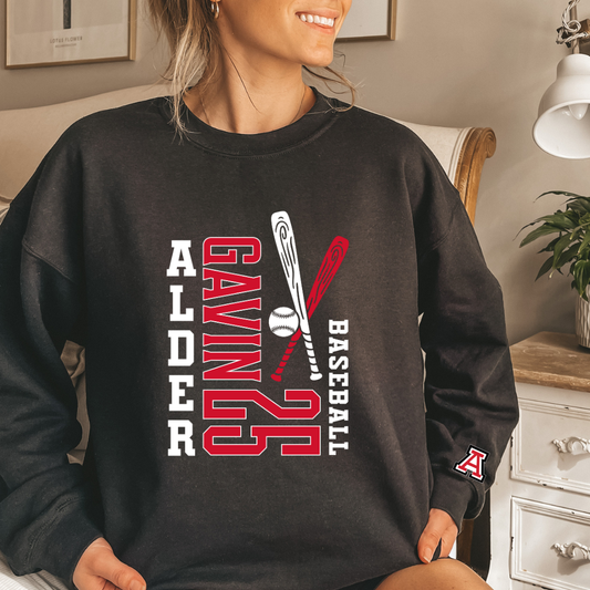 Alder Baseball Player Crewneck Sweatshirt