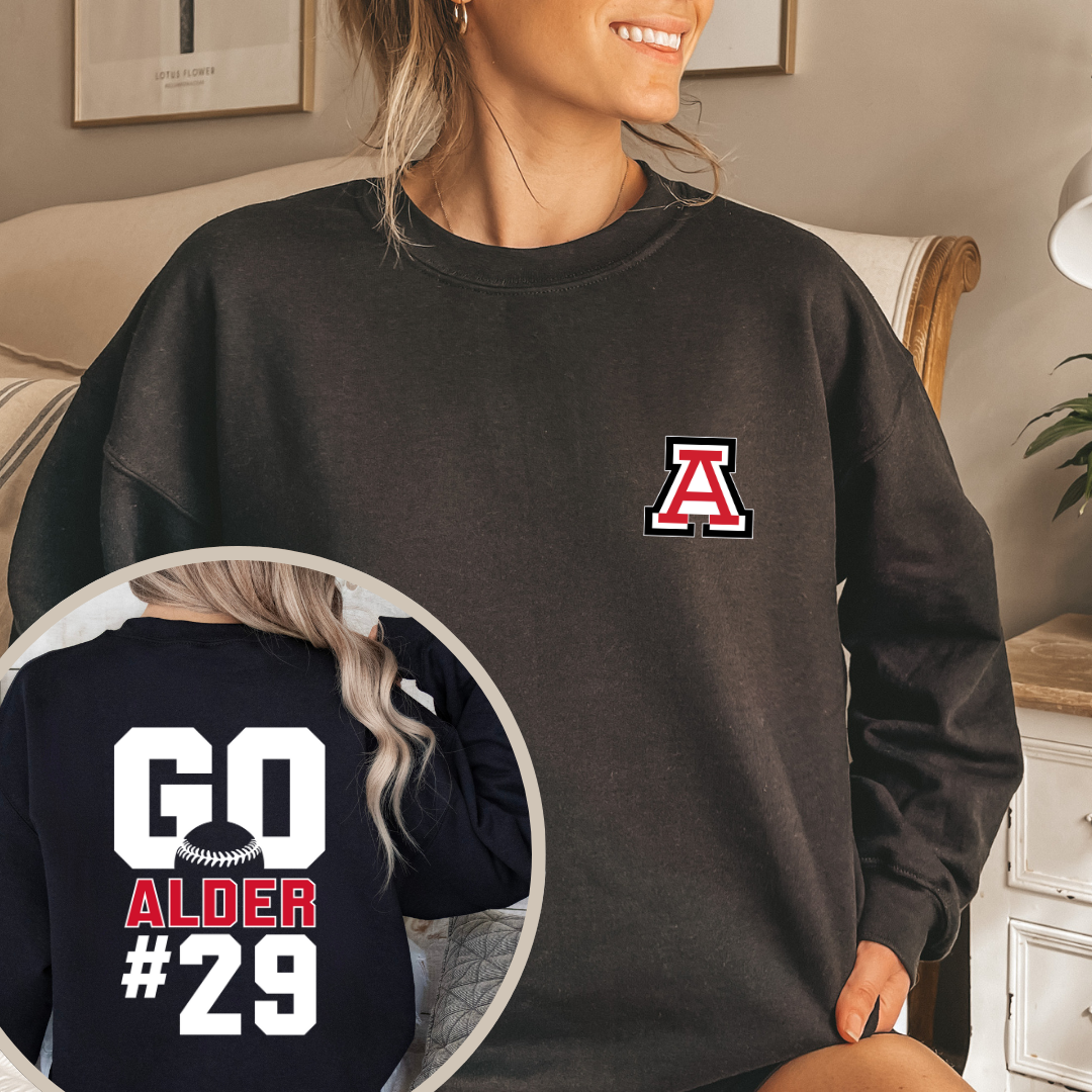 Alder Baseball Player Crewneck Sweatshirt