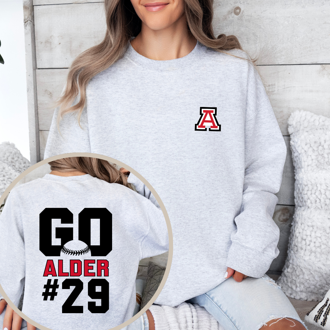 Alder Baseball Player Crewneck Sweatshirt