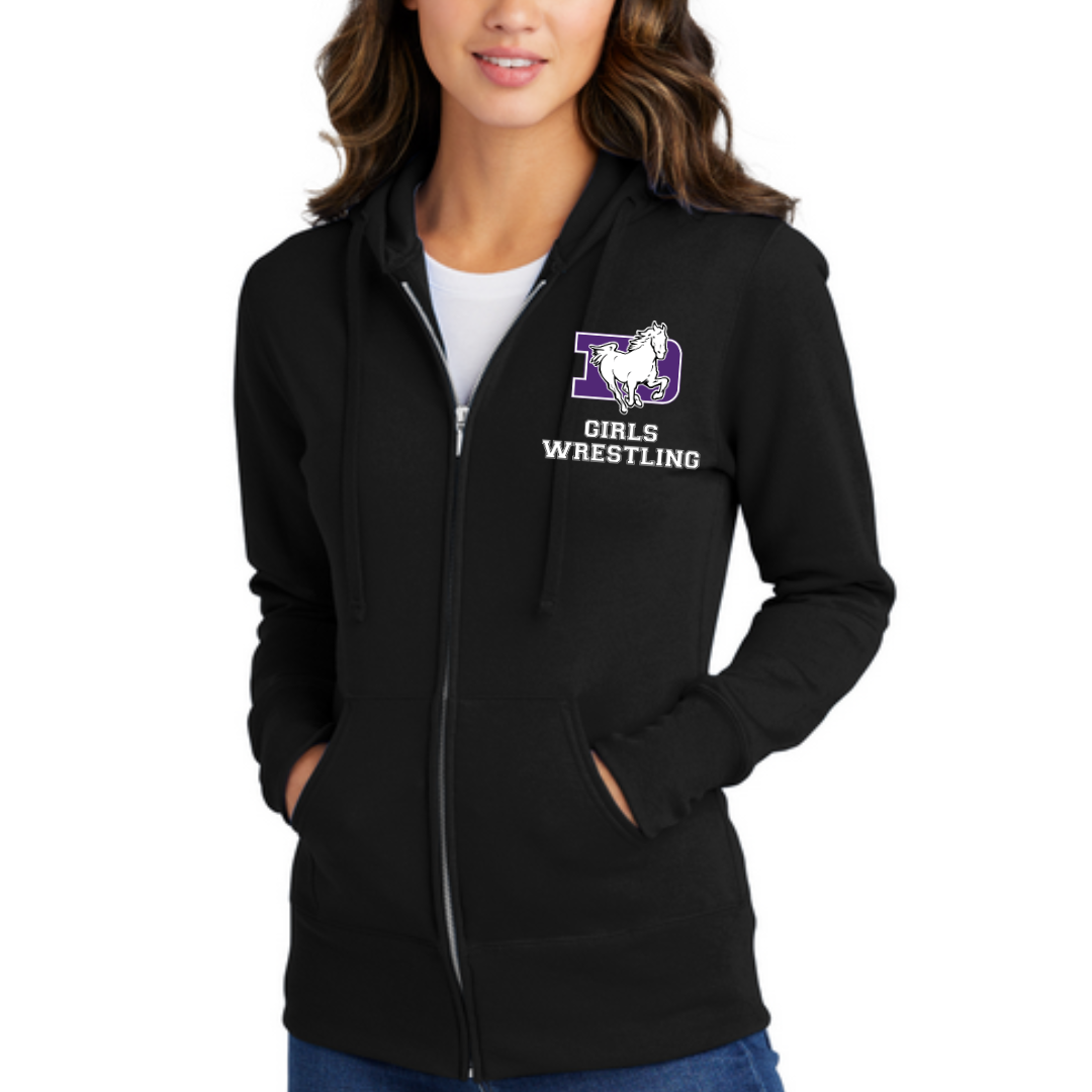 DeSales ZIP Hooded Fleece - GIRLS WRESTLING DESIGN