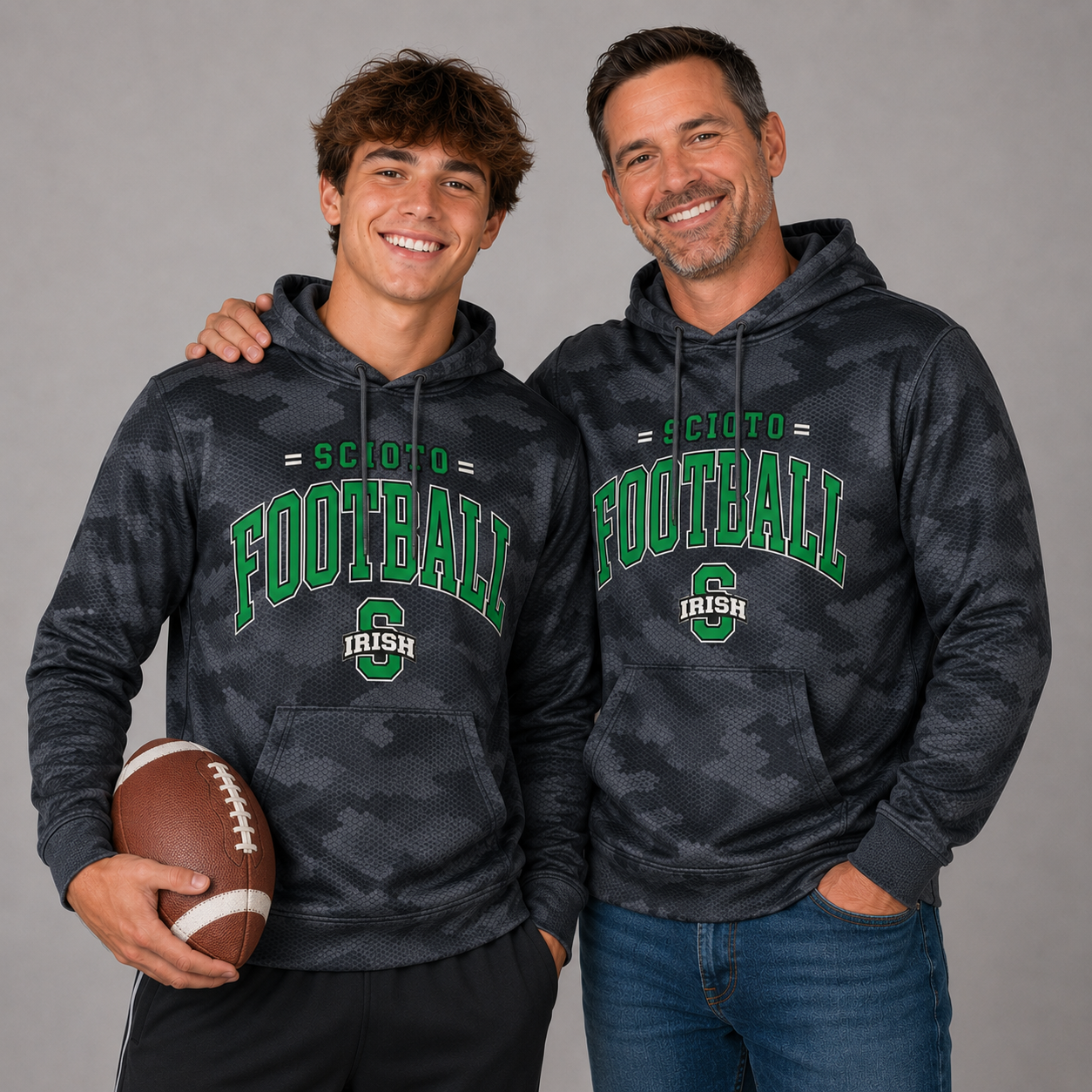 Dublin Scioto Hoodie - Football CamoHex Logo
